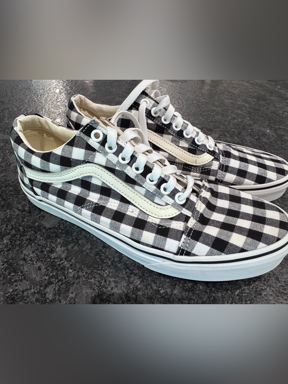 Vans Black & White Gingham Old Skool Sneakers - Picture 3 of 5